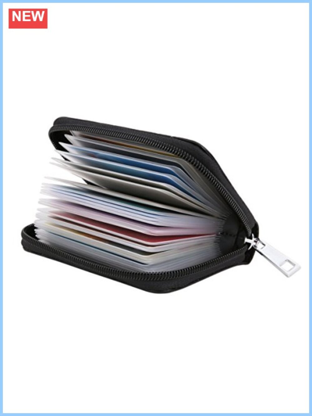 Genuine Leather RFID Blocking Card Holder Wallet with 26 Card Slots Zipper